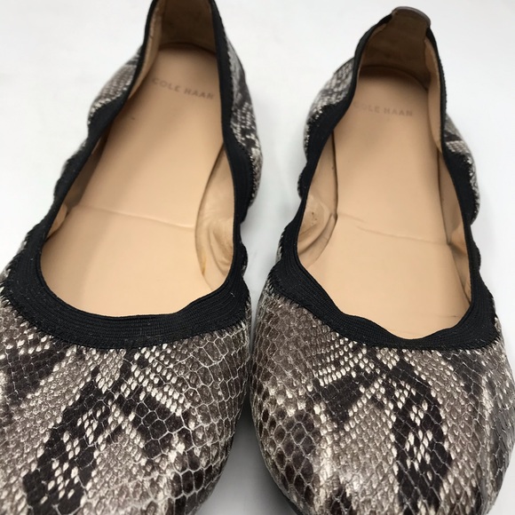 Cole Haan Ballet Flats Snakeskin Elastic Pattern - Picture 12 of 12